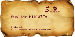 Suplicz Miklós névjegykártya