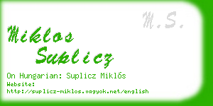miklos suplicz business card