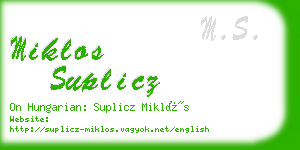 miklos suplicz business card